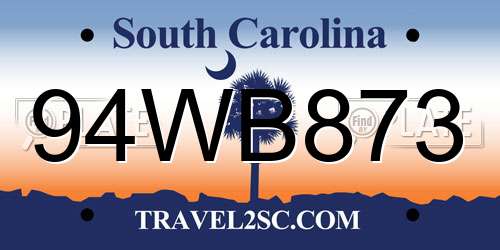 94WB873 South Carolina License Plate