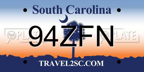 94ZFN South Carolina License Plate
