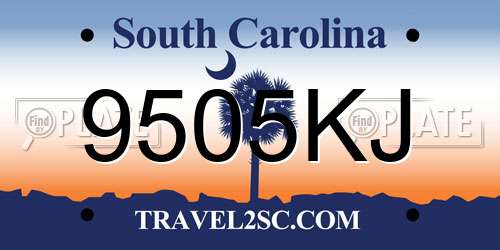 9505KJ South Carolina License Plate