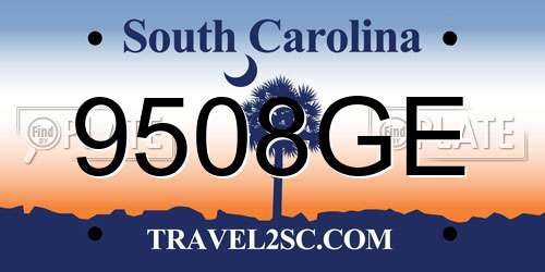 9508GE South Carolina License Plate