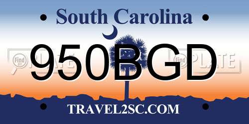 950BGD South Carolina License Plate