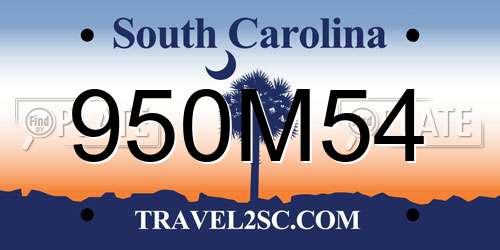 950M54 South Carolina License Plate