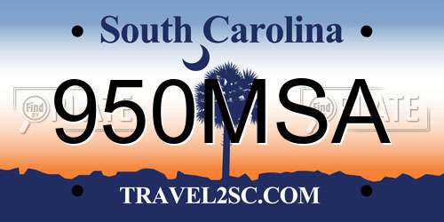 950MSA South Carolina License Plate
