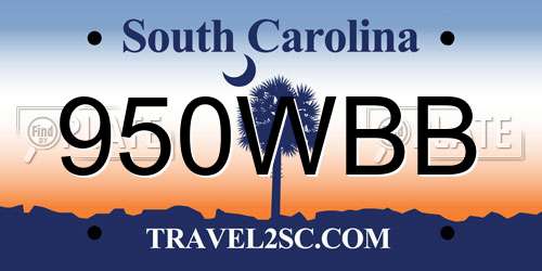 950WBB South Carolina License Plate