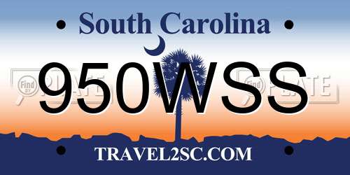 950WSS South Carolina License Plate
