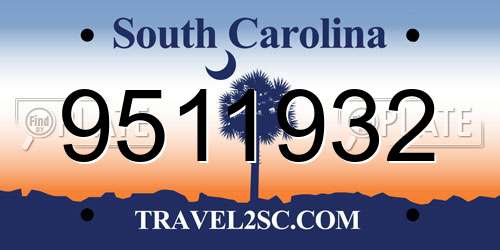 9511932 South Carolina License Plate