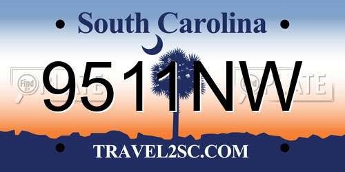 9511NW South Carolina License Plate