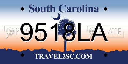 9518LA South Carolina License Plate
