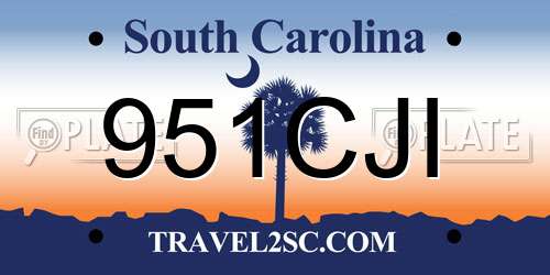 951CJI South Carolina License Plate