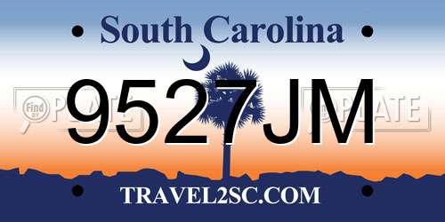 9527JM South Carolina License Plate