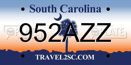 952AZZ South Carolina License Plate