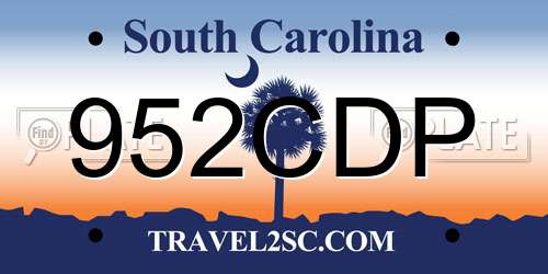 952CDP South Carolina License Plate