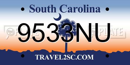 9533NU South Carolina License Plate