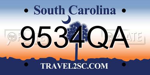 9534QA South Carolina License Plate