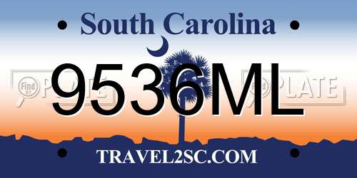 9536ML South Carolina License Plate