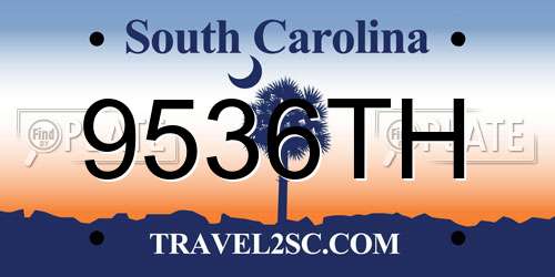 9536TH South Carolina License Plate