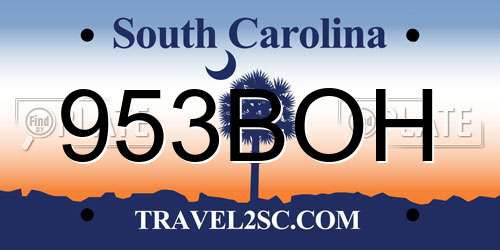 953BOH South Carolina License Plate