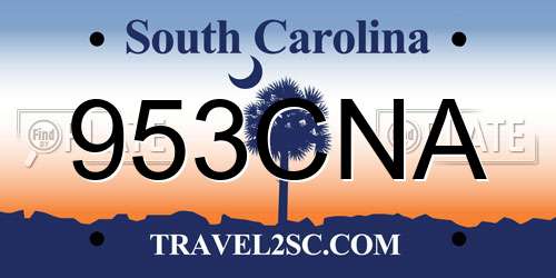 953CNA South Carolina License Plate