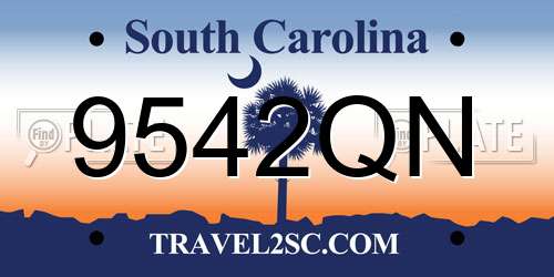 9542QN South Carolina License Plate