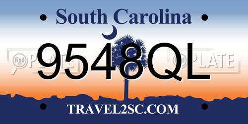 9548QL South Carolina License Plate