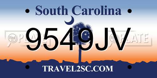 9549JV South Carolina License Plate