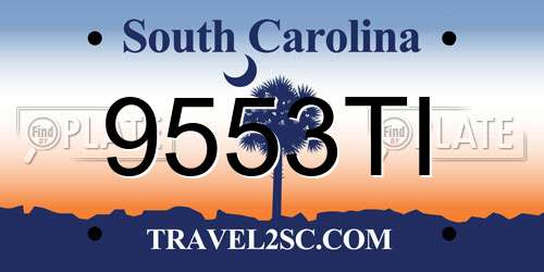 9553TI South Carolina License Plate