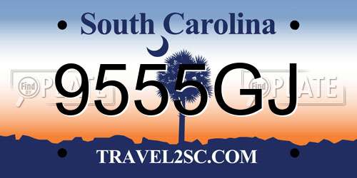 9555GJ South Carolina License Plate