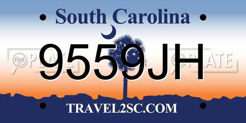 9559JH South Carolina License Plate