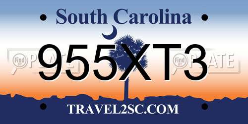 955XT3 South Carolina License Plate