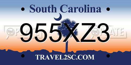 955XZ3 South Carolina License Plate