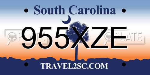 955XZE South Carolina License Plate