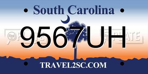 9567UH South Carolina License Plate