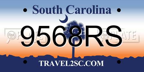 9568RS South Carolina License Plate