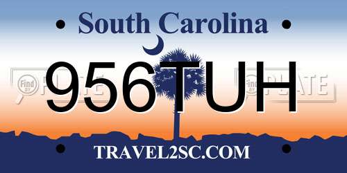 956TUH South Carolina License Plate