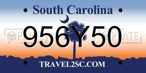956Y50 South Carolina License Plate