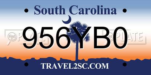956YB0 South Carolina License Plate