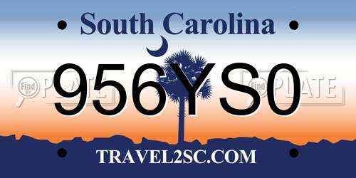 956YS0 South Carolina License Plate