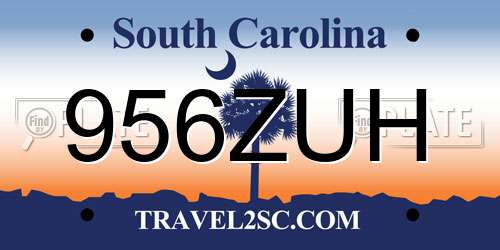 956ZUH South Carolina License Plate
