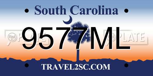9577ML South Carolina License Plate