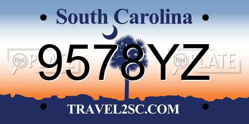 9578YZ South Carolina License Plate