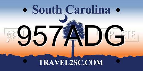 957ADG South Carolina License Plate
