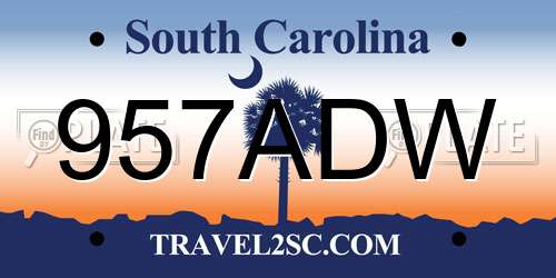 957ADW South Carolina License Plate