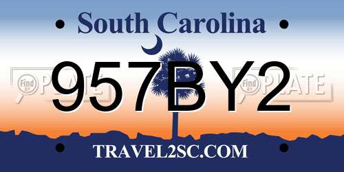 957BY2 South Carolina License Plate