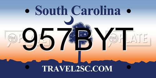 957BYT South Carolina License Plate