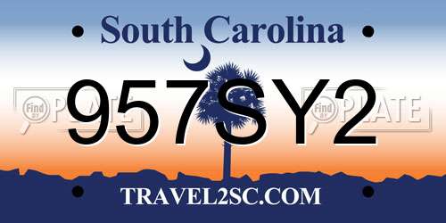 957SY2 South Carolina License Plate