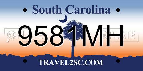 9581MH South Carolina License Plate