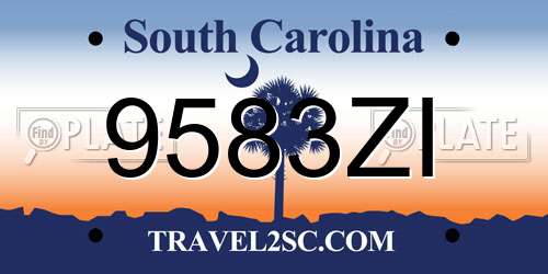 9583ZI South Carolina License Plate