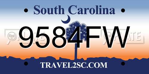 9584FW South Carolina License Plate