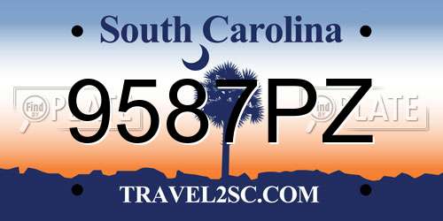 9587PZ South Carolina License Plate