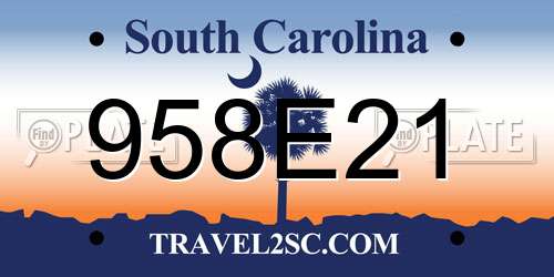 958E21 South Carolina License Plate